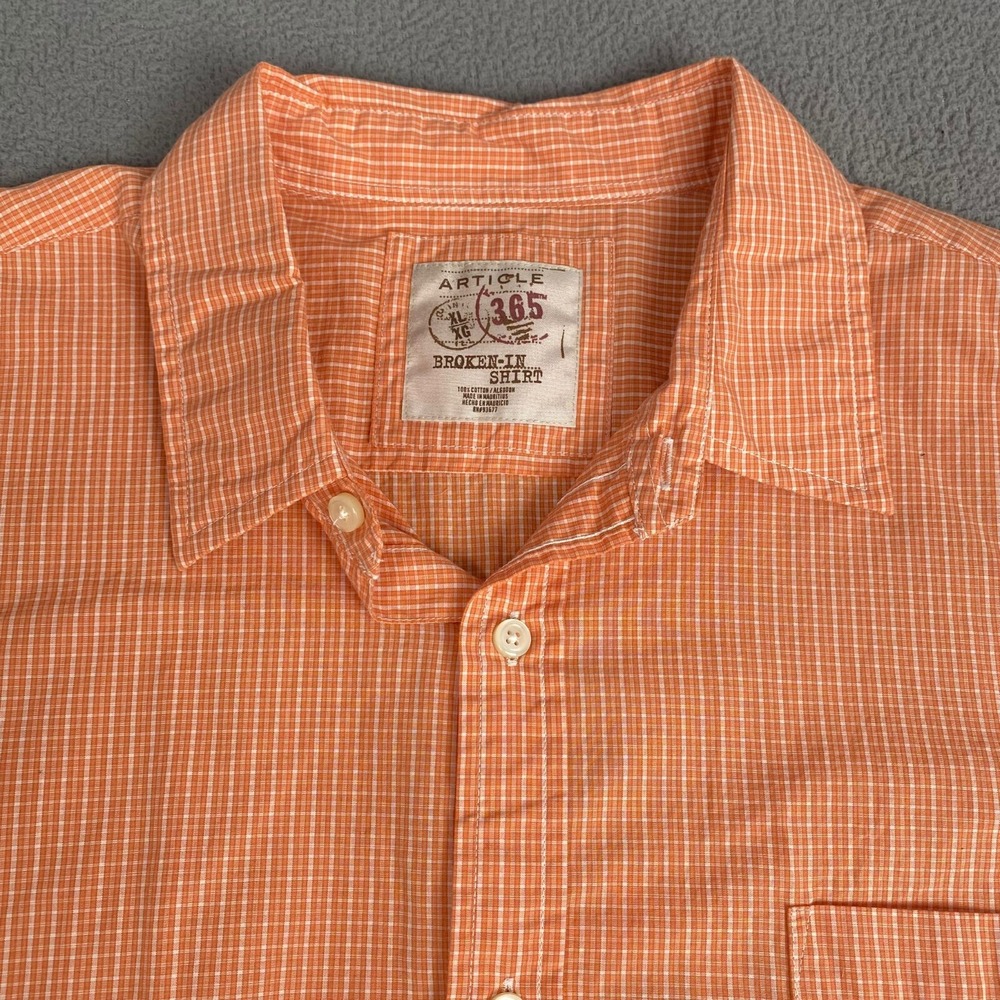 ARTICLE 365 Button Up Shirt‎ Men's Size XL Plaid Orange Lightweight Long Sleeve - Picture 6 of 16